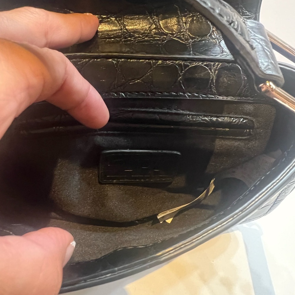 Zara Elegant Black Croc-Embossed crossbody bag satchel purse - Picture 5 of 14